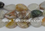 CAG1113 15.5 inches 10*14mm twisted oval bamboo leaf agate beads