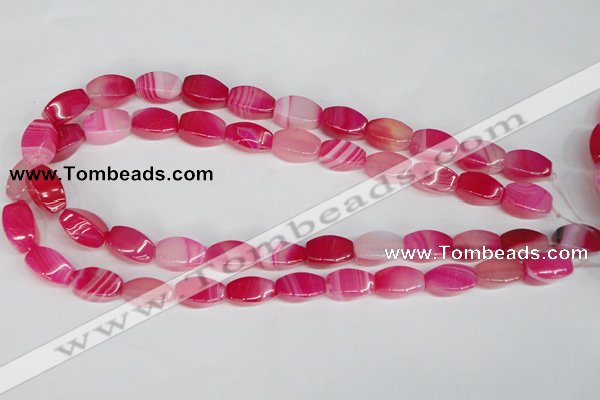 CAG1193 15.5 inches 8*16mm tetrahedron line agate gemstone beads