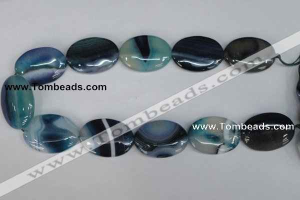 CAG1294 15.5 inches 25*35mm oval line agate gemstone beads