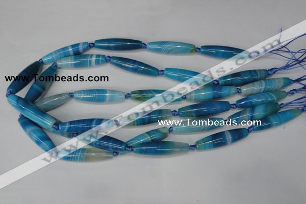 CAG1303 15.5 inches 10*38mm rice line agate gemstone beads