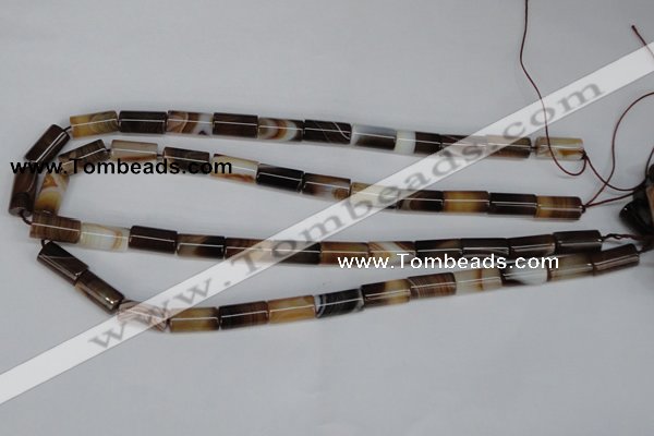 CAG1332 15.5 inches 8*16mm tube line agate gemstone beads