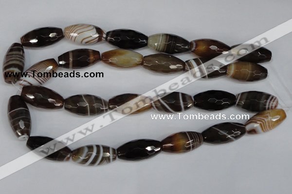 CAG1344 15.5 inches 15*30mm faceted rice line agate gemstone beads