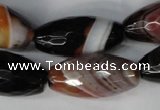 CAG1363 15.5 inches 15*30mm faceted rice line agate gemstone beads