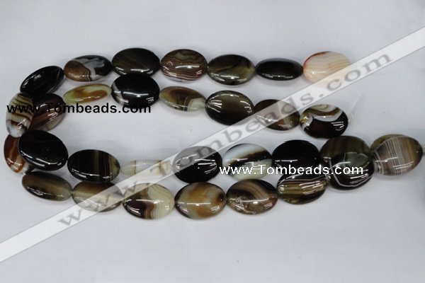 CAG1375 15.5 inches 18*25mm oval line agate gemstone beads
