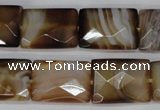 CAG1390 15.5 inches 15*20mm faceted rectangle line agate gemstone beads