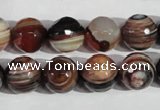 CAG1415 15.5 inches 12mm faceted round line agate gemstone beads