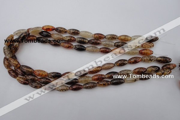 CAG1452 15.5 inches 6*16mm rice dragon veins agate beads