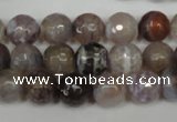 CAG1526 15.5 inches 10mm faceted round fire crackle agate beads