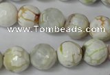 CAG1534 15.5 inches 12mm faceted round fire crackle agate beads