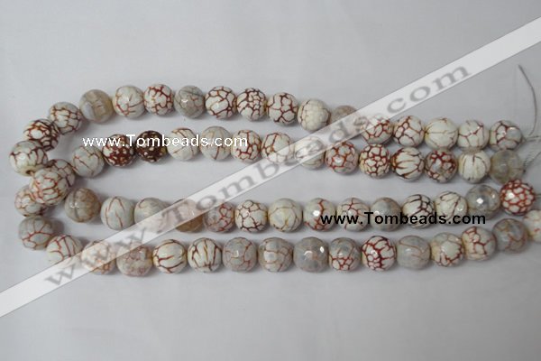 CAG1535 15.5 inches 12mm faceted round fire crackle agate beads