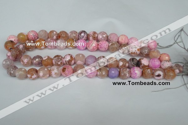 CAG1536 15.5 inches 12mm faceted round fire crackle agate beads