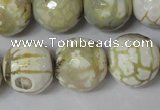 CAG1565 15.5 inches 18mm faceted round fire crackle agate beads