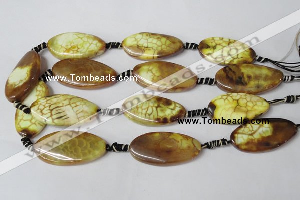 CAG1579 15.5 inches 20*40mm twisted oval fire crackle agate beads