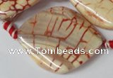 CAG1593 15.5 inches 30*38mm twisted marquise fire crackle agate beads