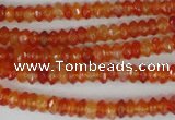 CAG1663 15.5 inches 3*6mm faceted rondelle red agate gemstone beads