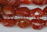 CAG1672 15.5 inches 12*17mm faceted nuggets red agate gemstone beads