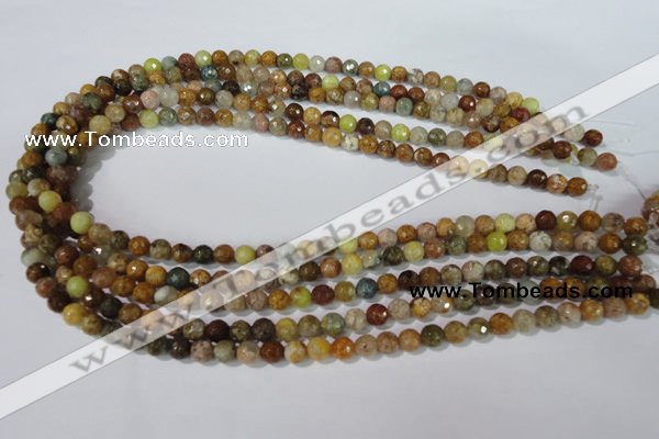 CAG1711 15.5 inches 6mm faceted round rainbow agate beads