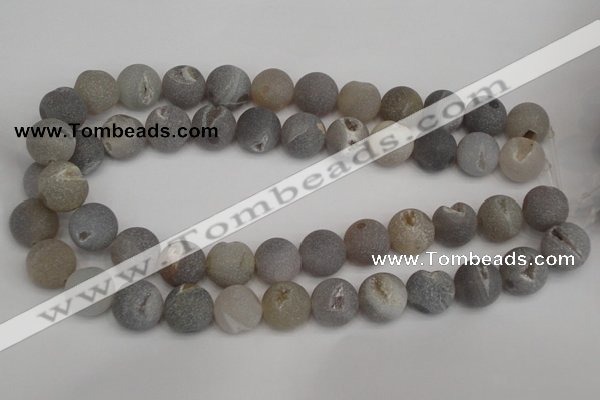 CAG1841 15.5 inches 16mm round matte druzy agate beads whholesale