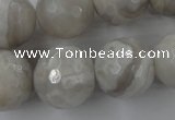CAG1910 15.5 inches 18mm faceted round grey agate beads wholesale