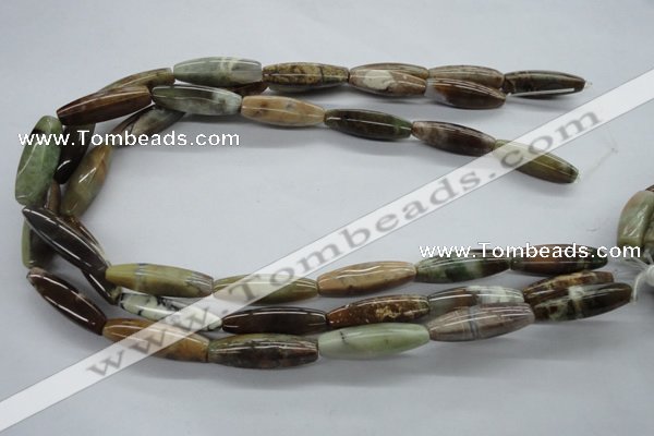 CAG1925 15.5 inches 8*30mm rice green magic agate beads wholesale