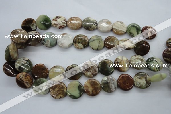 CAG1932 15.5 inches 20mm flat round green magic agate beads