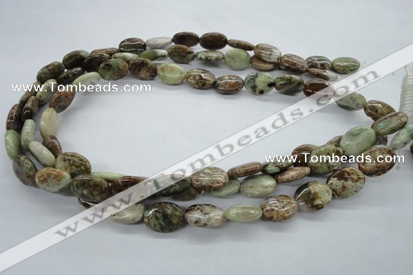 CAG1938 15.5 inches 12*16mm oval green magic agate beads