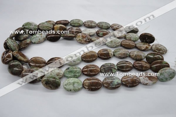 CAG1939 15.5 inches 15*20mm oval green magic agate beads