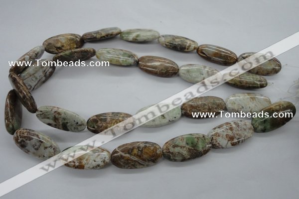 CAG1940 15.5 inches 15*30mm oval green magic agate beads