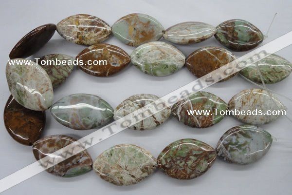 CAG1948 15.5 inches 25*40mm marquise green magic agate beads