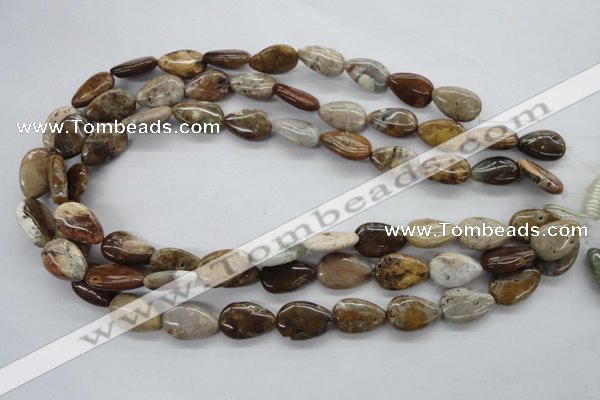 CAG1954 15.5 inches 13*18mm flat teardrop green magic agate beads