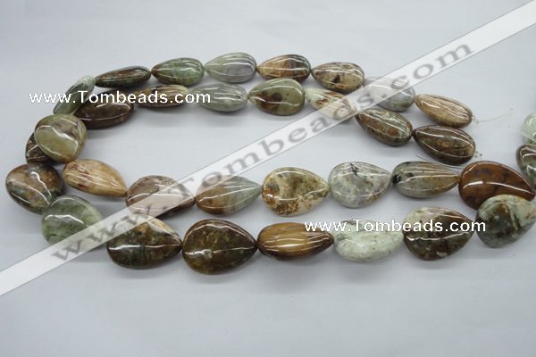 CAG1956 15.5 inches 18*25mm flat teardrop green magic agate beads