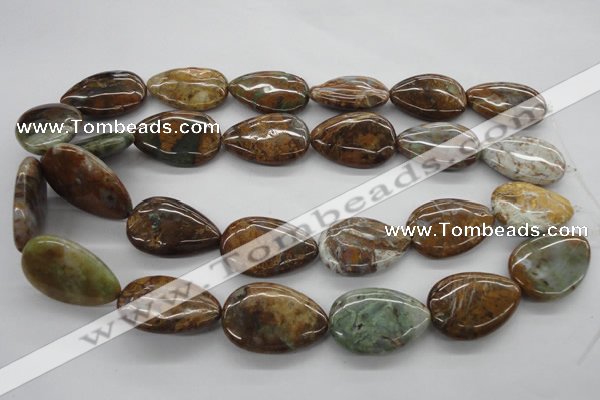CAG1957 15.5 inches 20*30mm flat teardrop green magic agate beads
