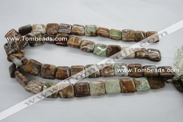 CAG1963 15.5 inches 16*16mm square green magic agate beads