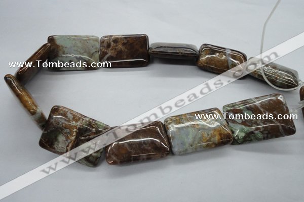 CAG1983 15.5 inches 25*35mm rectangle green magic agate beads