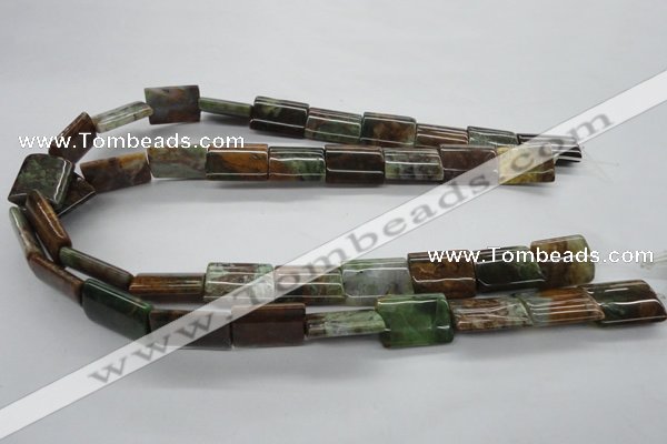 CAG1988 15.5 inches 15*20mm flat tube green magic agate beads