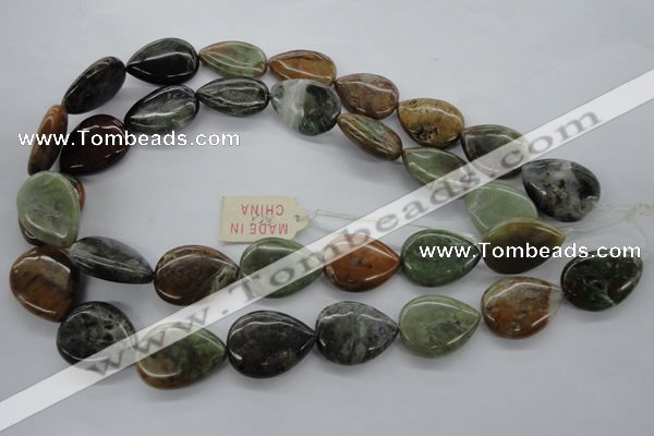 CAG1995 15.5 inches 18*25mm flat teardrop green magic agate beads