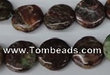 CAG2014 15.5 inches 16mm flat round rainbow agate beads wholesale