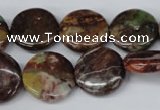 CAG2015 15.5 inches 18mm flat round rainbow agate beads wholesale