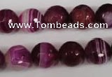 CAG2088 15.5 inches 12mm faceted round fuchsia line agate beads