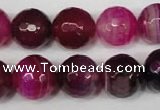 CAG2089 15.5 inches 14mm faceted round fuchsia line agate beads