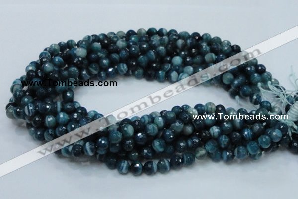 CAG214 15.5 inches 8mm faceted round blue agate gemstone beads