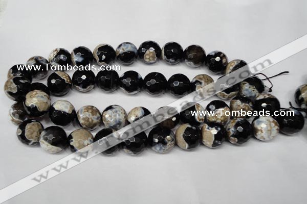 CAG2247 15.5 inches 18mm faceted round fire crackle agate beads