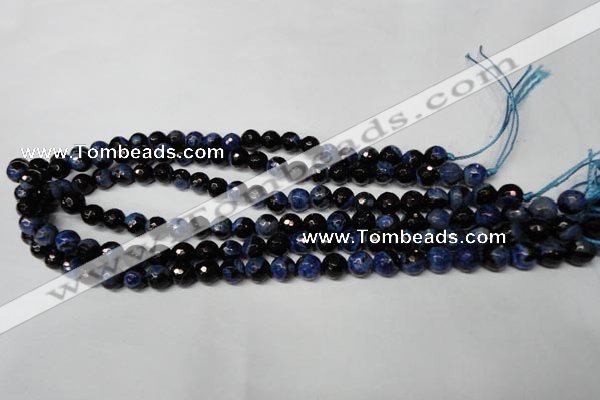 CAG2272 15.5 inches 8mm faceted round fire crackle agate beads