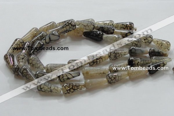 CAG254 15.5 inches 13*26mm teardrop dragon veins agate beads