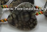 CAG257 15.5 inches 35*35mm heart dragon veins agate gemstone beads