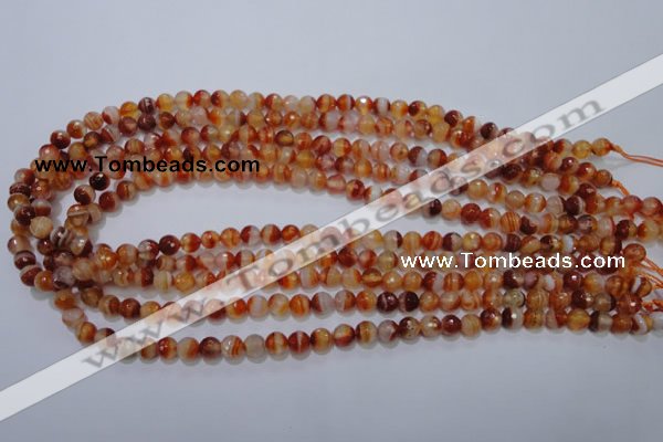 CAG2701 15.5 inches 6mm faceted round red line agate beads