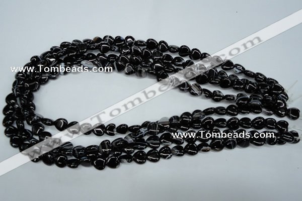 CAG2902 15.5 inches 8*8mm heart black line agate beads