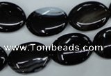 CAG2919 15.5 inches 15*20mm oval black line agate beads