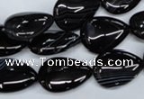 CAG2926 15.5 inches 13*18mm flat teardrop black line agate beads