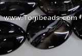 CAG2929 15.5 inches 22*30mm flat teardrop black line agate beads